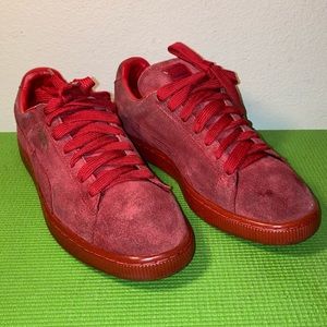 Puma Suede Mens Sneaker Triple Red No 360231 05 Lace Up Low Top Sneaker Size 9.5